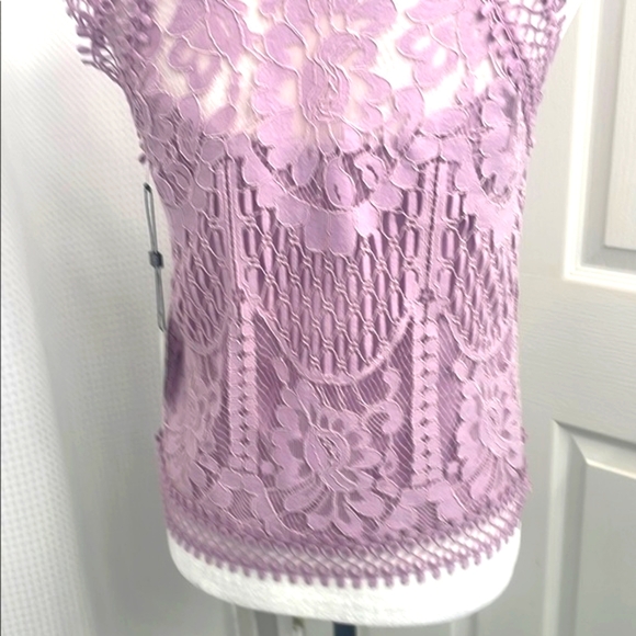 Landry Sleeveless Purple Lace Blouse Sz XS - Picture 7 of 11